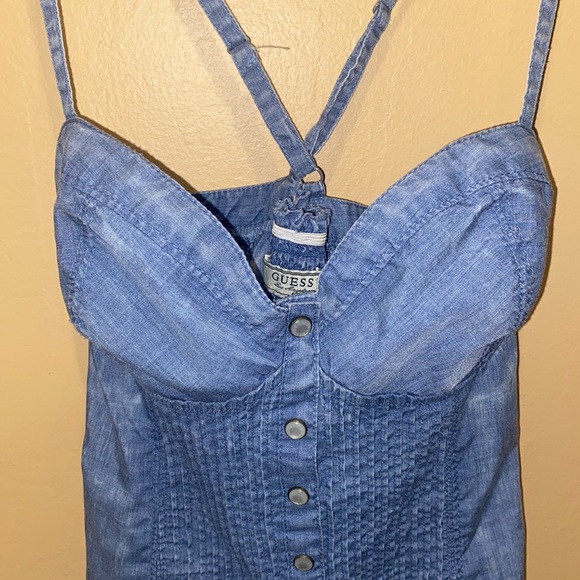 GUESS Denim Bustier Tank Top - Picture 1 of 5
